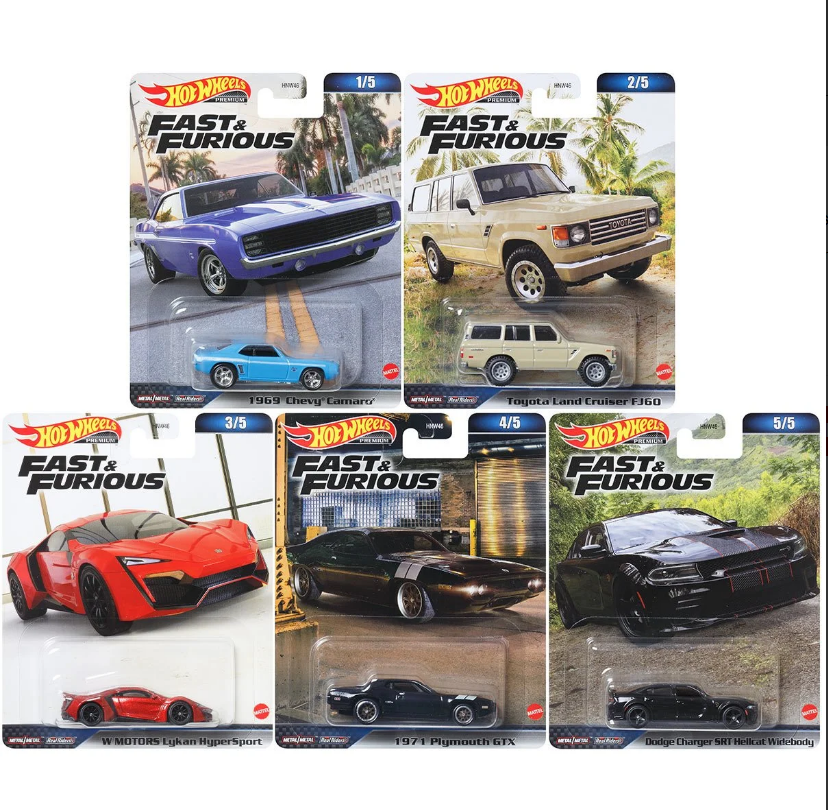 Hot Wheels Premium Fast and Furious Mix2 Beşli Set