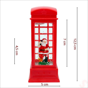 Yılbaşı Noel Baba Işıklı Uçuşan Simli Telefon Kulübesi