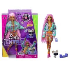 Barbie Extra Pembe Örgü Saçlı Bebek