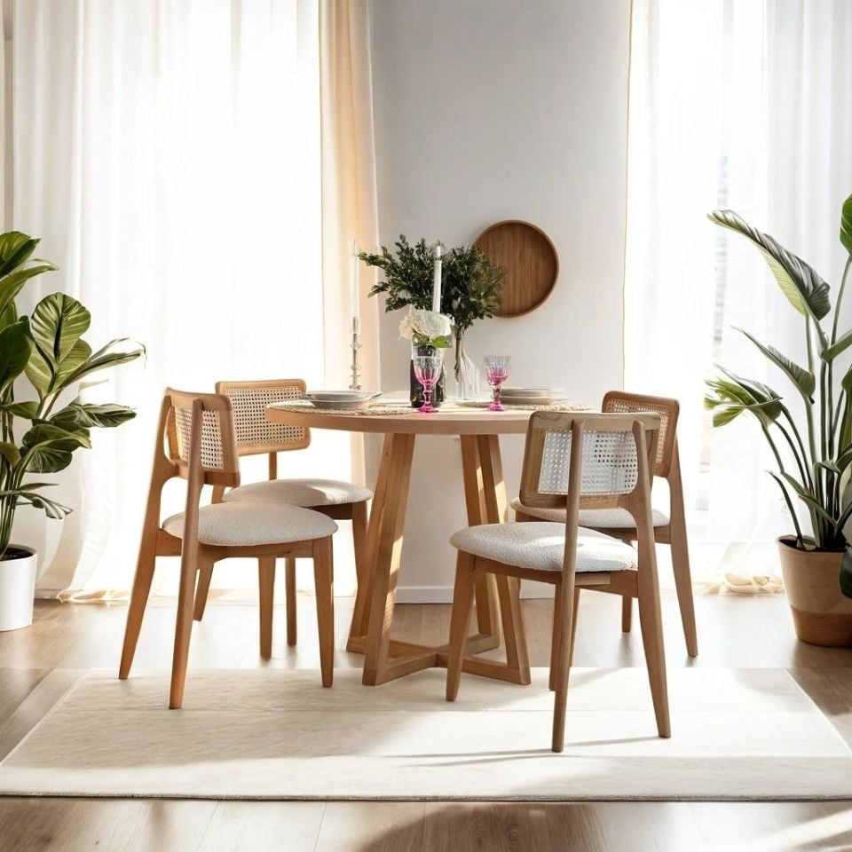 Roys Ahşap 118 Naturel 100 Cm New Yemek Masası Takımı