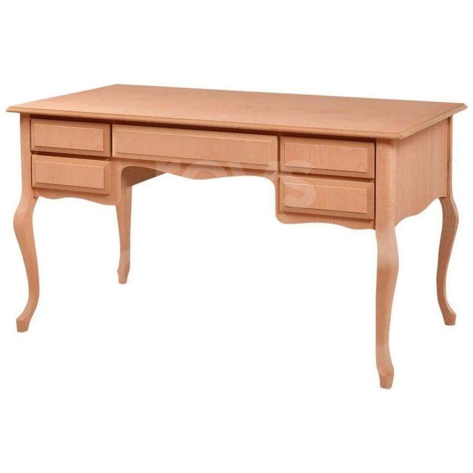 Roys Ahşap 5241 Masif Ham 140 Cm Beş Çekmeceli Lükens Çalışma Masası