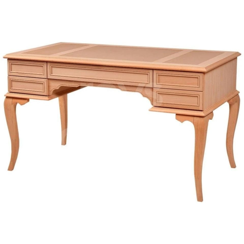 Roys Ahşap 5247 Masif Ham 140 Cm Rustik Çizgi Derili Çalışma Masası