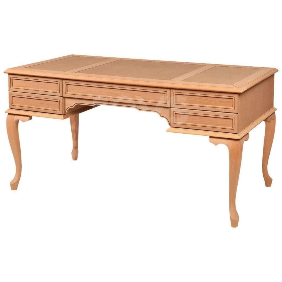 Roys Ahşap 5249 Masif Ham 160 Cm Lükens Çizgi Derili Çalışma Masası