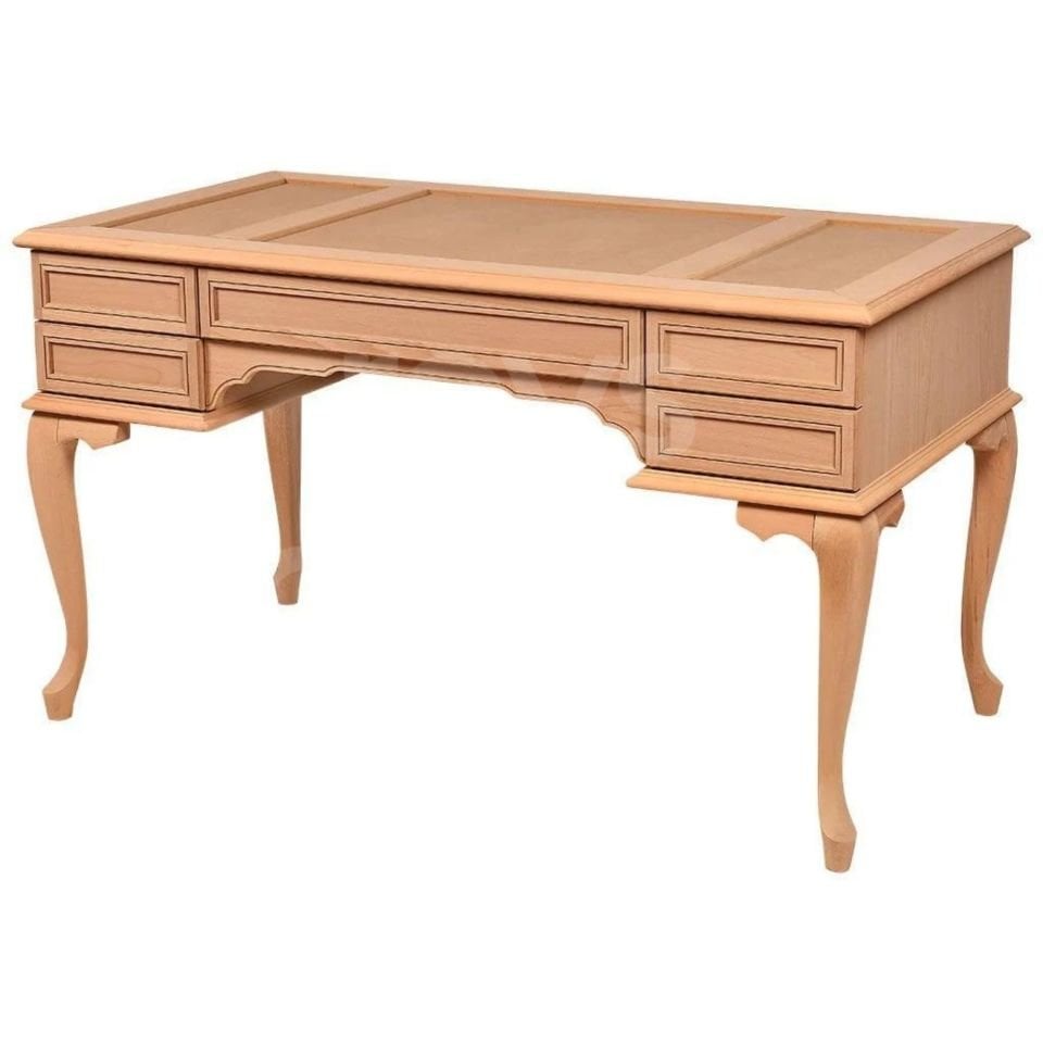 Roys Ahşap 5251 Masif Ham 140 Cm Lükens Çizgi Derili Çalışma Masası