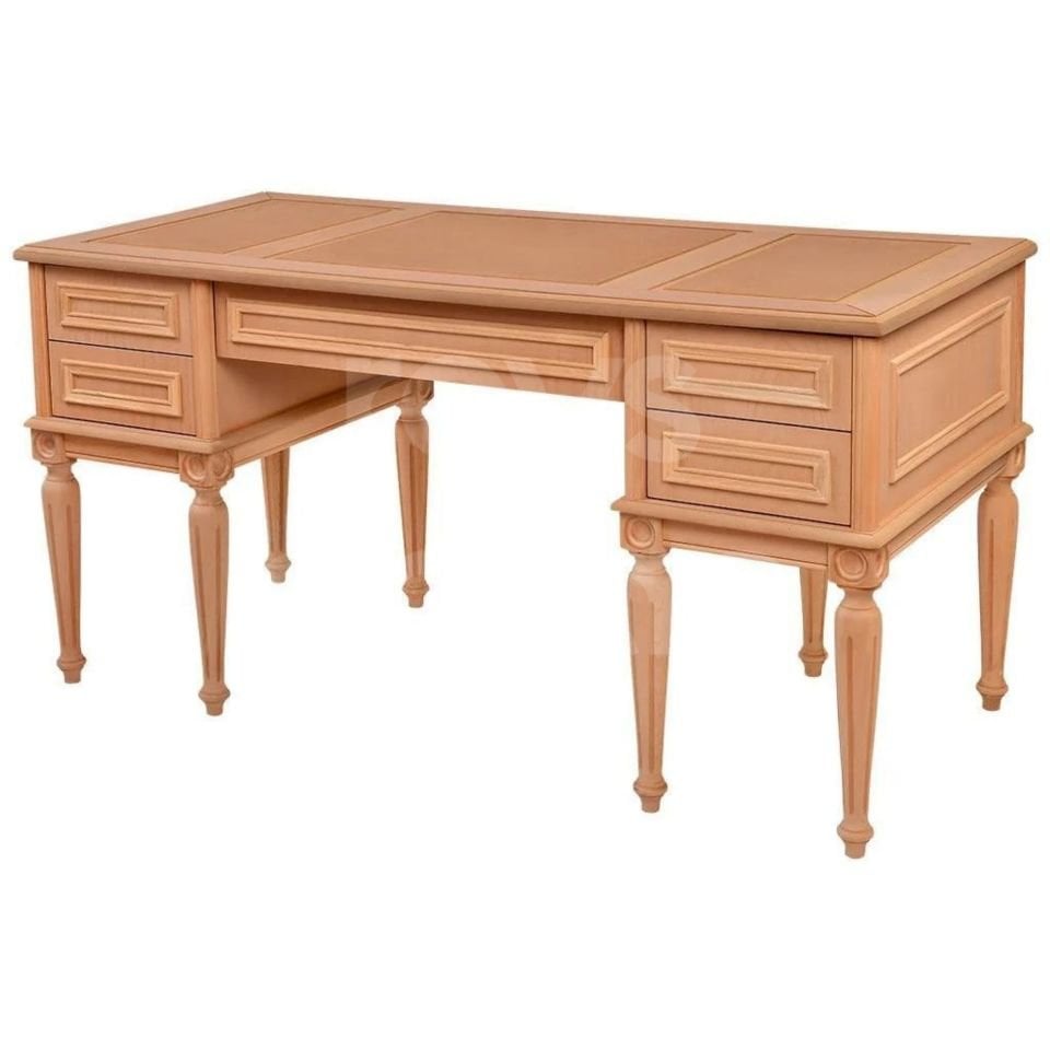 Roys Ahşap 5257 Masif Ham 160 Cm Madalyon Derili Çalışma Masası