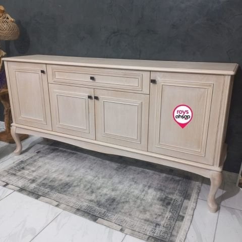 Roys Ahşap Mudo Tarzı Sütlü Kahve 180 Cm Dolaplı Konsol