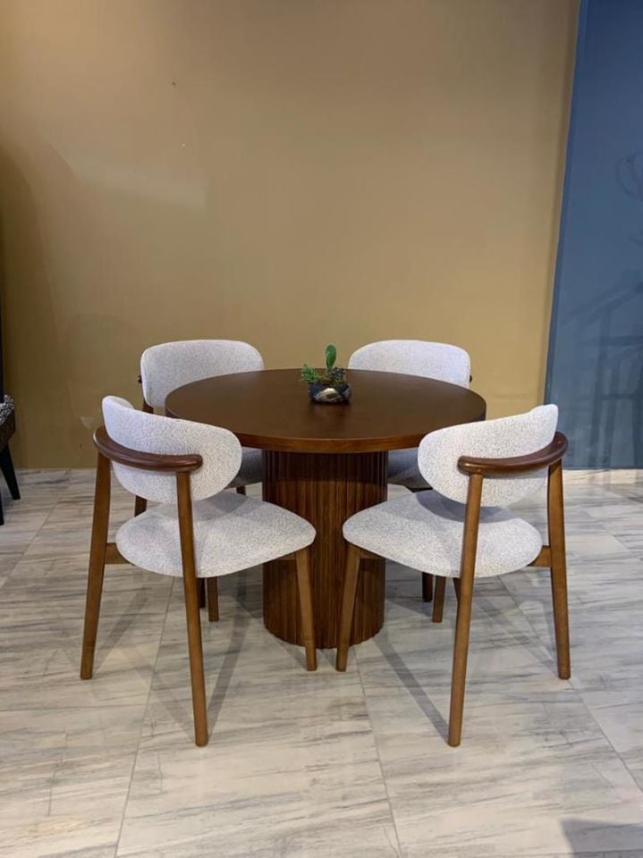 Roys Ahşap 202 Naturel 120 Cm Mantar Yuvarlak Yemek Masası Takımı