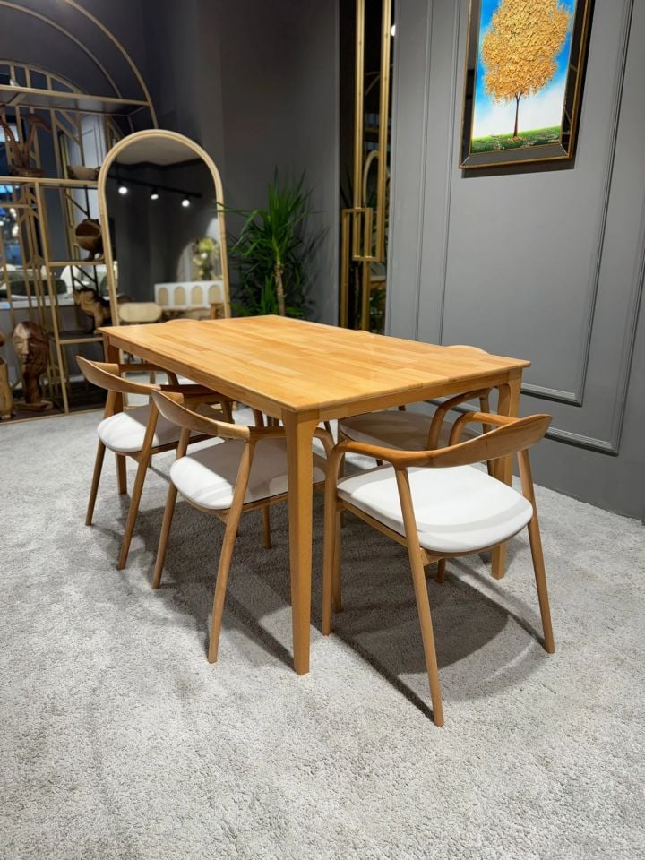 Roys Ahşap 206 Naturel 120 Cm Soft Sabit Yemek Masası Takımı