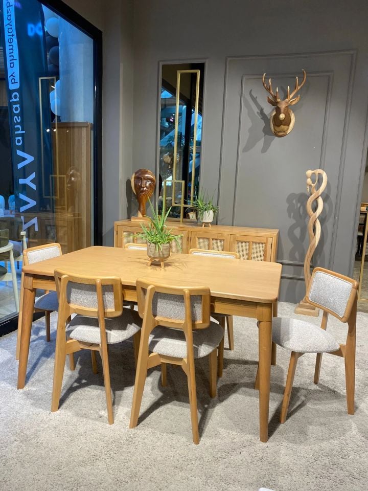 Roys Ahşap 207 Naturel 120 Cm Tokyo Yemek Masası Takımı