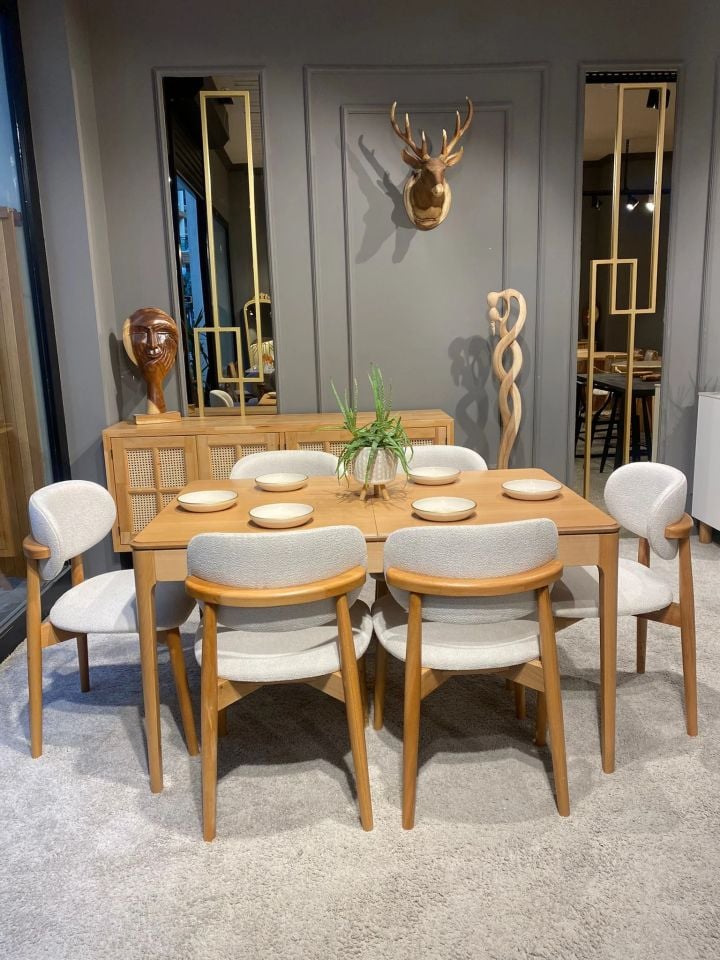 Roys Ahşap 209 Naturel 120 Cm İlaveli Soft Yemek Masası Takımı