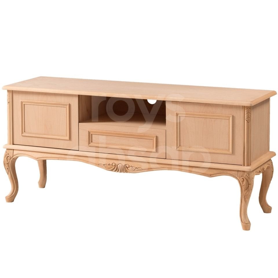 Roys Ahşap 4525 Masif Ham 140 Cm İnci Oymalı Tv Ünitesi