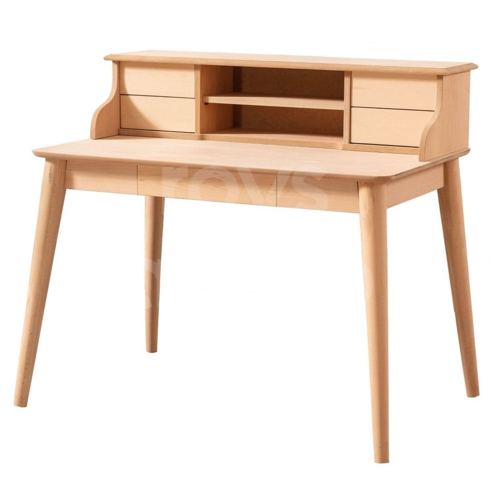 Roys Ahşap 5228 Masif Ham 110 Cm Retro Raflı Çalışma Masası