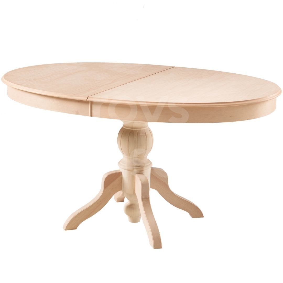 Roys Ahşap 5132 Masif Ham 150 Cm Oval İlaveli Baba Ayak Yemek Masası