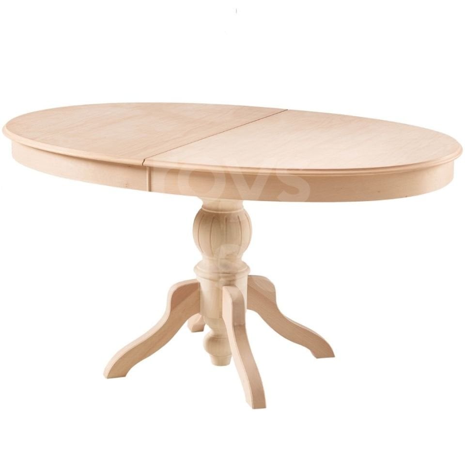 Roys Ahşap 5132 Masif Ham 150 Cm Oval İlaveli Baba Ayak Yemek Masası