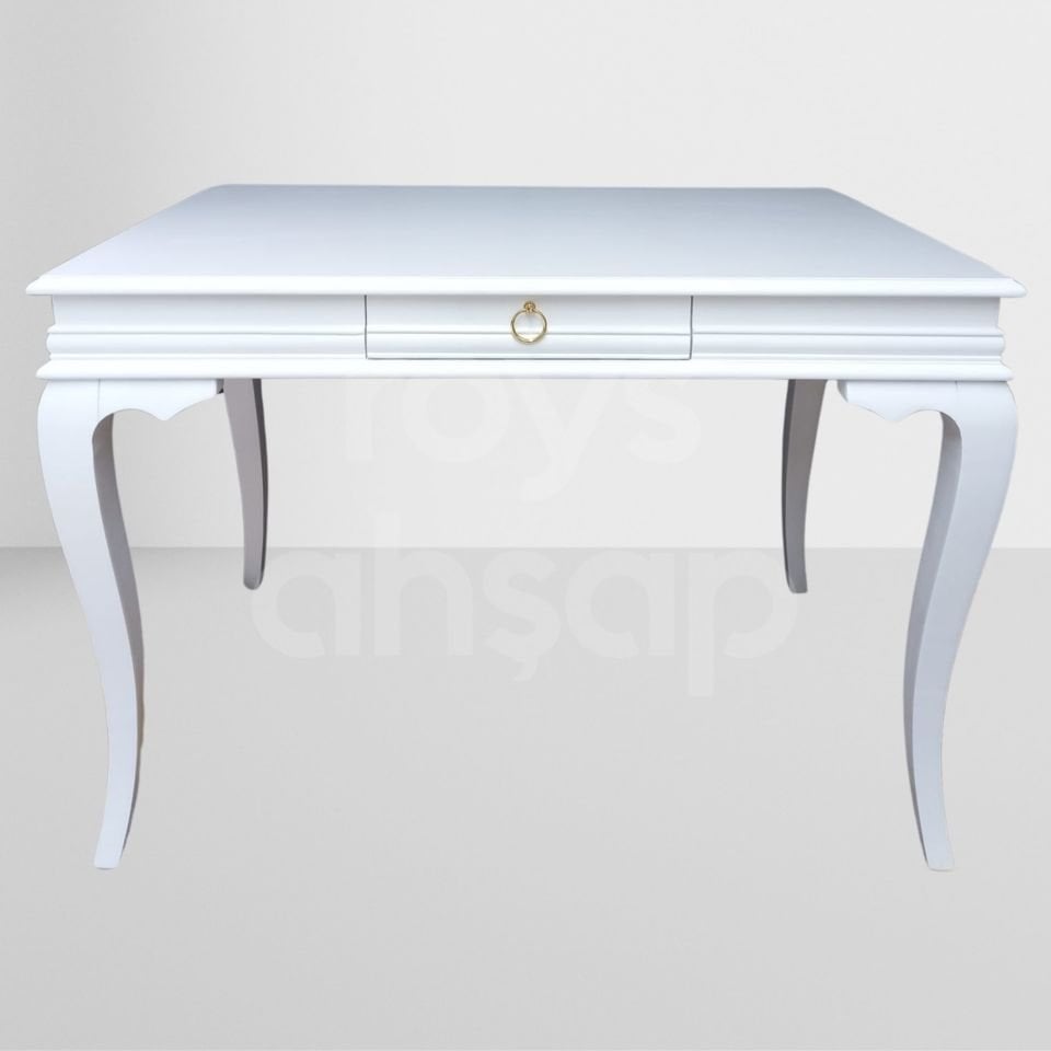 Roys Ahşap 5231 Beyaz 110 Cm Çekmeceli Rustik Ofis Çalışma Masası