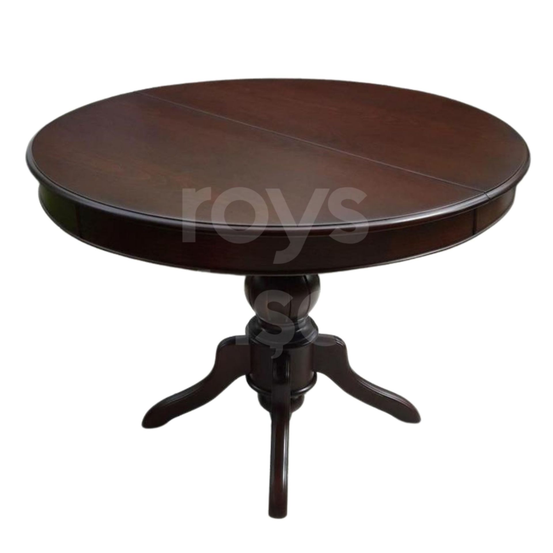 Roys Ahşap 120 Cm Koyu Ceviz Yuvarlak İlaveli Baba Ayak Yemek Masası