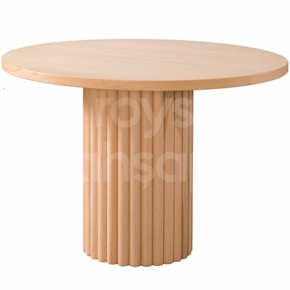 Roys Ahşap 5043 Masif Ham 110 Cm Papatya Yuvarlak Fitilli Yemek Masası