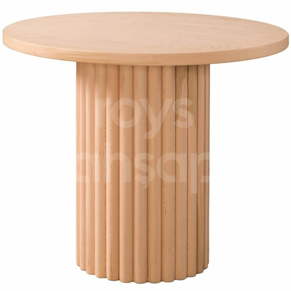 Roys Ahşap 5042 Masif Ham 100 Cm Papatya Yuvarlak Fitilli Yemek Masası