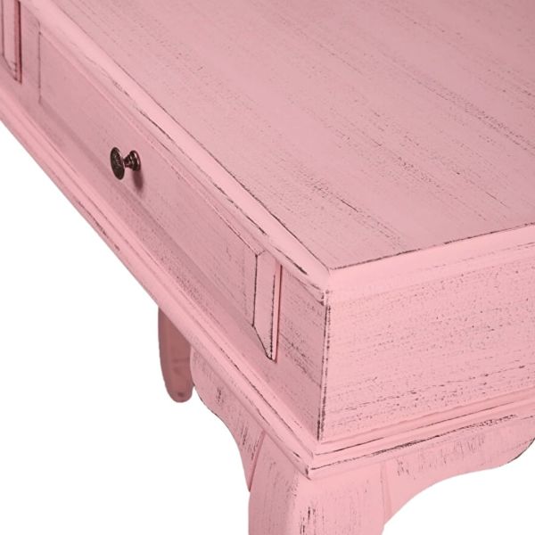 Roys Ahşap 100 Cm Çekmeceli Pembe Eskitme Dresuar