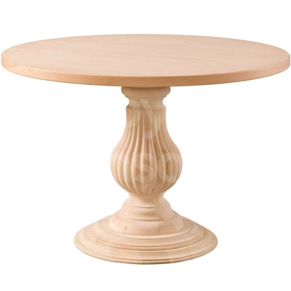 Roys Ahşap 5030 Masif Ham 100 Cm Elegance Sabit Yuvarlak Yemek Masası