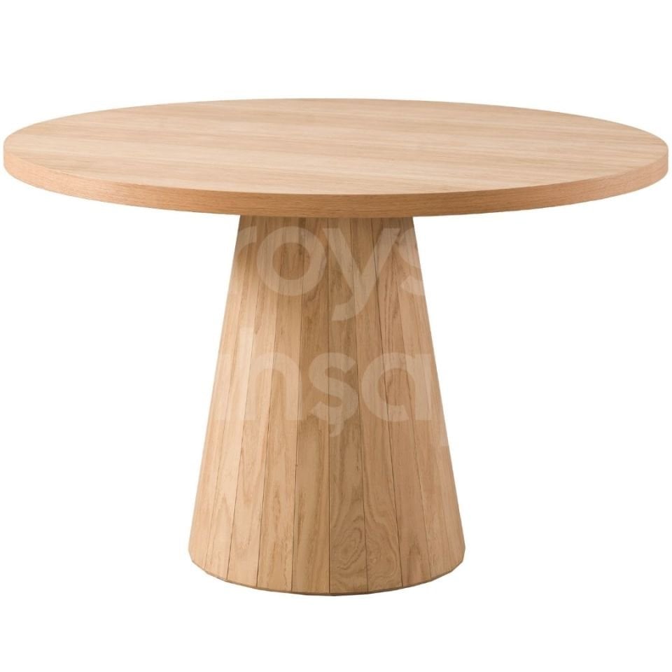 Roys Ahşap 5026 Masif Ham 120 Cm Mantar Meşe Sabit Yuvarlak Yemek Masası