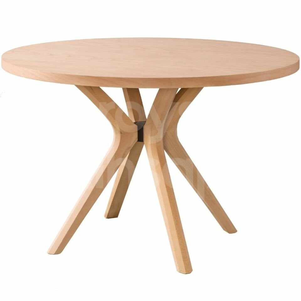 Roys Ahşap 5024 Masif Ham 120 Cm Kelebek Sabit Yuvarlak Yemek Masası