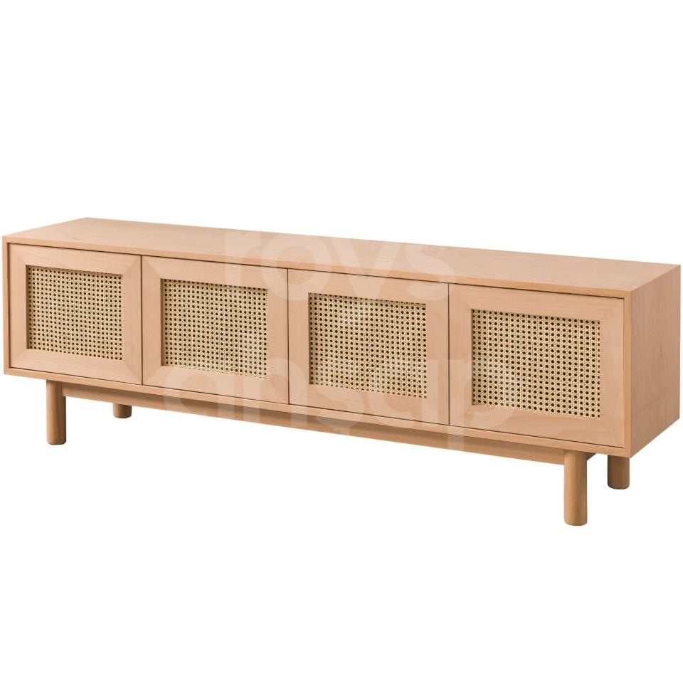 Roys Ahşap 4582 Masif Ham 200 Cm Modern Hasırlı Tv Ünitesi