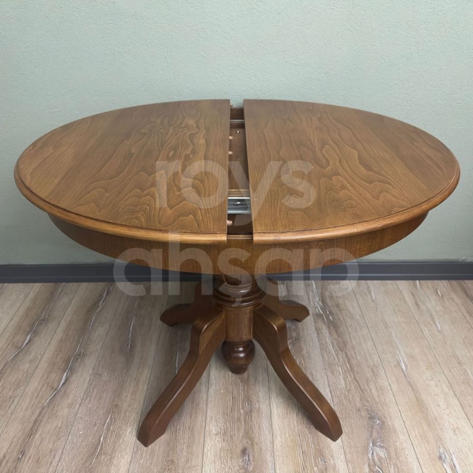 Roys Ahşap 100 Cm Açık Ceviz Yuvarlak İlaveli Baba Ayak Yemek Masası
