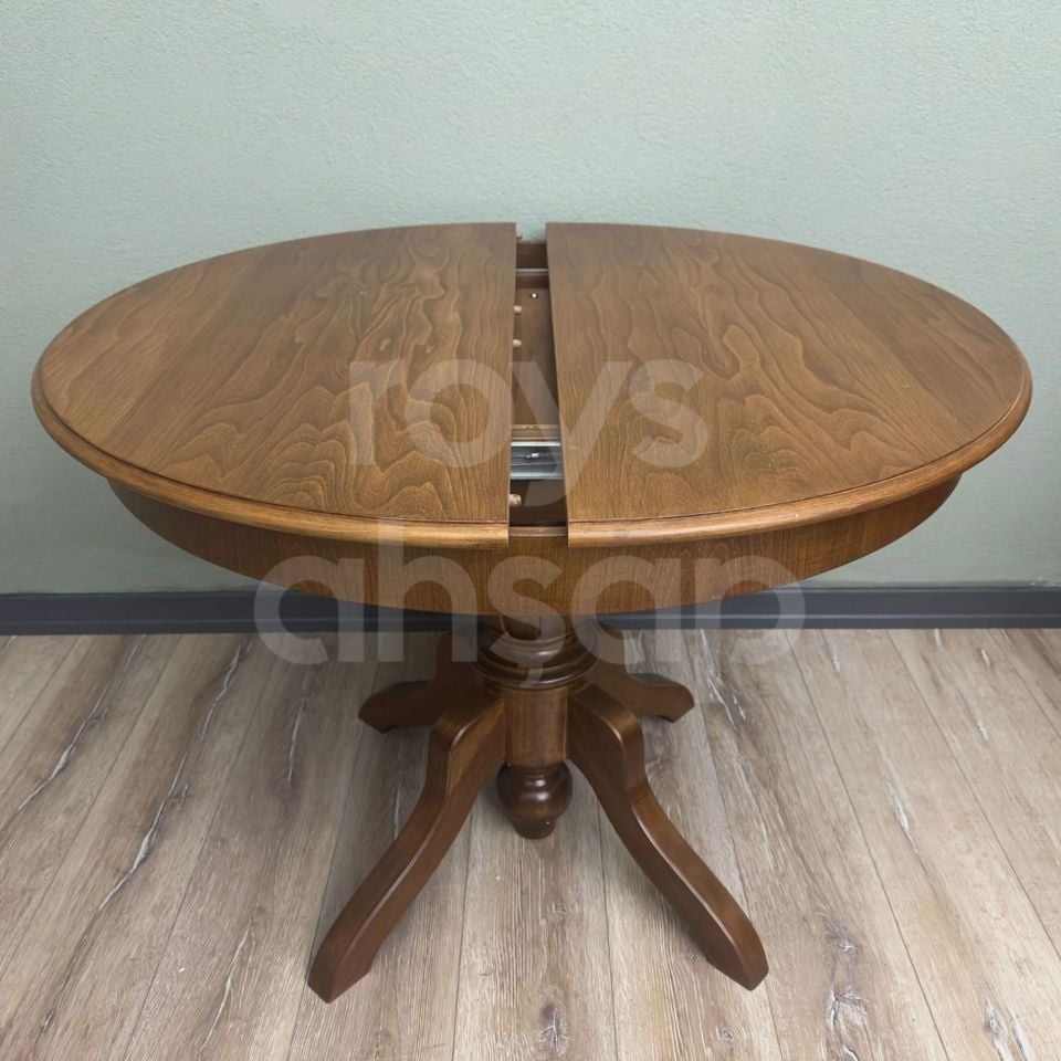 Roys Ahşap 120 Cm Açık Ceviz Yuvarlak İlaveli Baba Ayak Yemek Masası