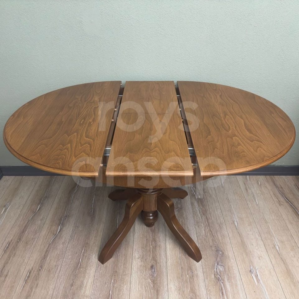 Roys Ahşap 120 Cm Açık Ceviz Yuvarlak İlaveli Baba Ayak Yemek Masası