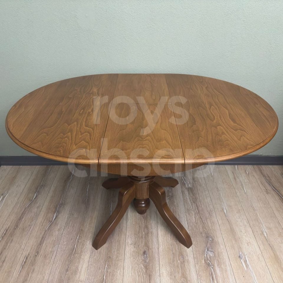 Roys Ahşap 120 Cm Açık Ceviz Yuvarlak İlaveli Baba Ayak Yemek Masası