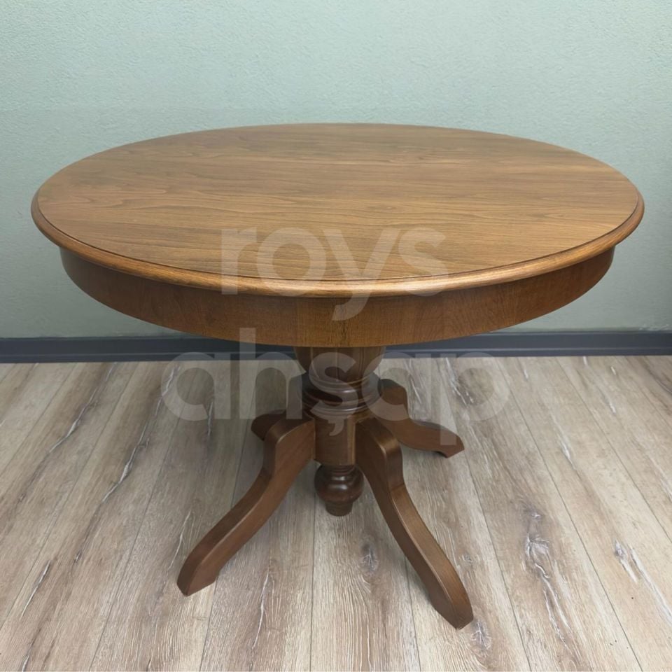 Roys Ahşap 120 Cm Açık Ceviz Yuvarlak İlaveli Baba Ayak Yemek Masası