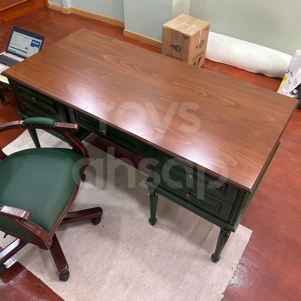 Roys Ahşap 5258 Yeşil Üstü Açık Ceviz 160 Cm Madolyon Çalışma Masası