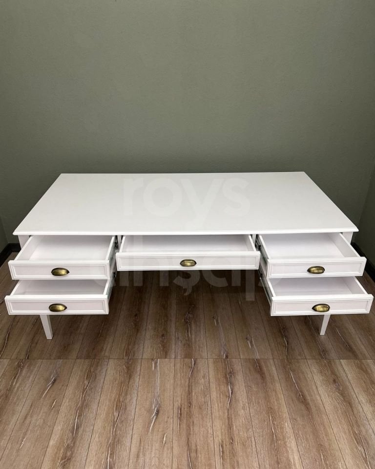 Roys Ahşap 180 Cm Beyaz Oxford Ofis Çalışma Masası