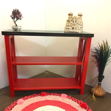 Roys Ahşap 120 Cm Kırmızı Siyah Masif Dresuar