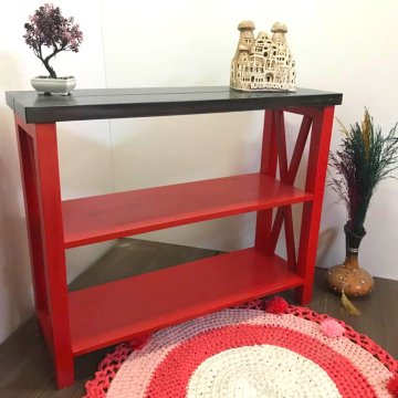Roys Ahşap 80 Cm Kırmızı Siyah Masif Dresuar
