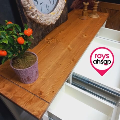 Roys Ahşap Fildişi Üstü Ceviz 8 Çekmeceli Şifonyer