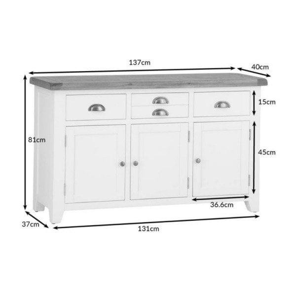 Roys Ahşap Fildişi Üstü Ceviz 137 Cm Mini Konsol
