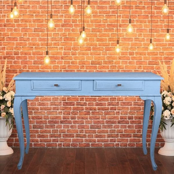 Roys Ahşap 120 Cm Çekmeceli Açık Mavi Eskitme Dresuar