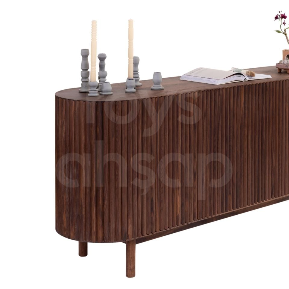 Roys Ahşap Toscana Ceviz 200 Cm 4 Kapaklı Çıtalı Masif Konsol