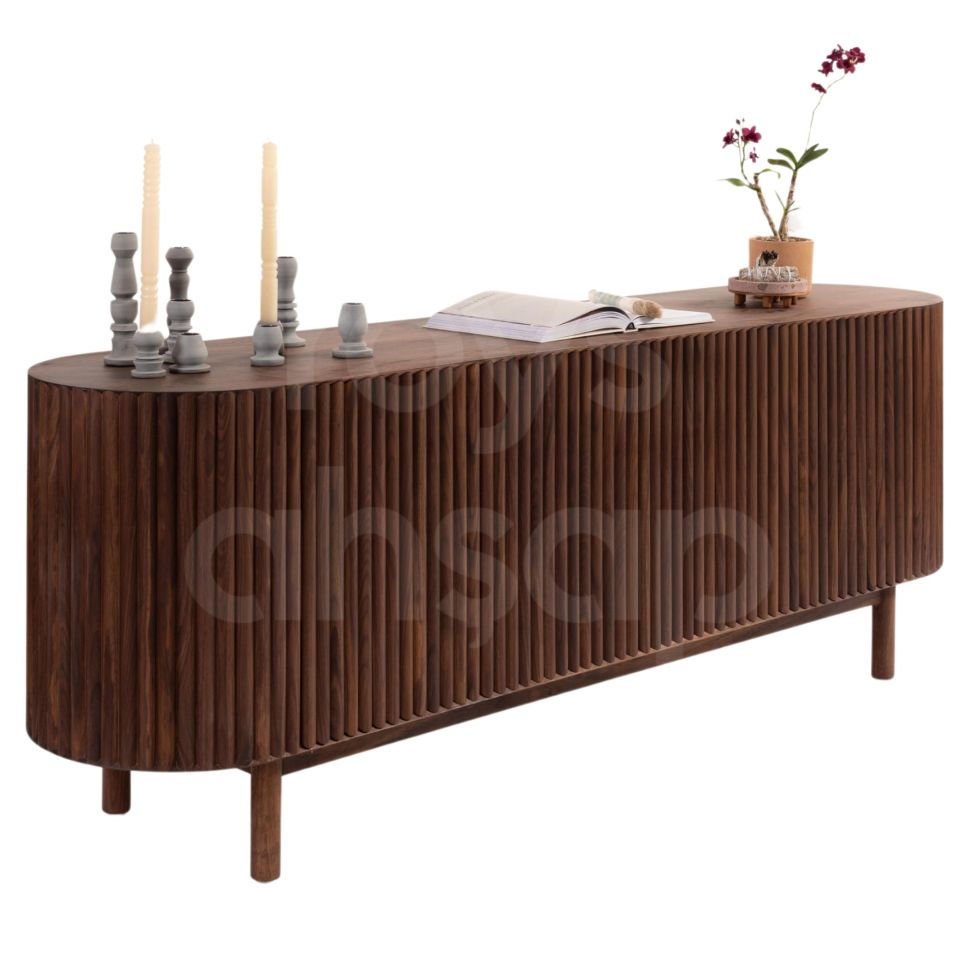 Roys Ahşap Toscana Ceviz 200 Cm 4 Kapaklı Çıtalı Masif Konsol