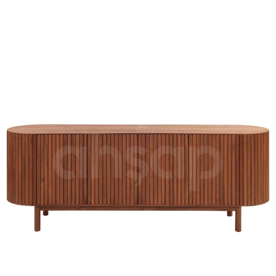 Roys Ahşap Toscana Açık Ceviz 200 Cm 4 Kapaklı Çıtalı Masif Konsol