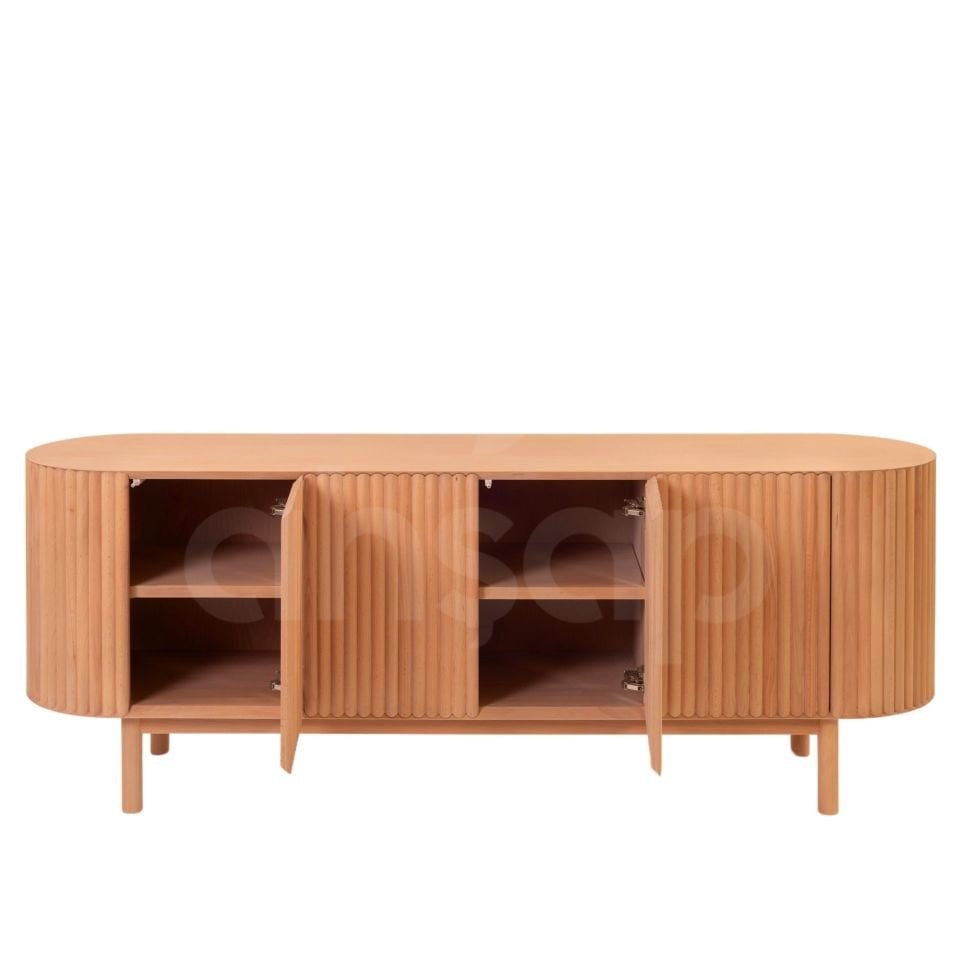 Roys Ahşap Toscana Naturel 200 Cm 4 Kapaklı Çıtalı Masif Konsol