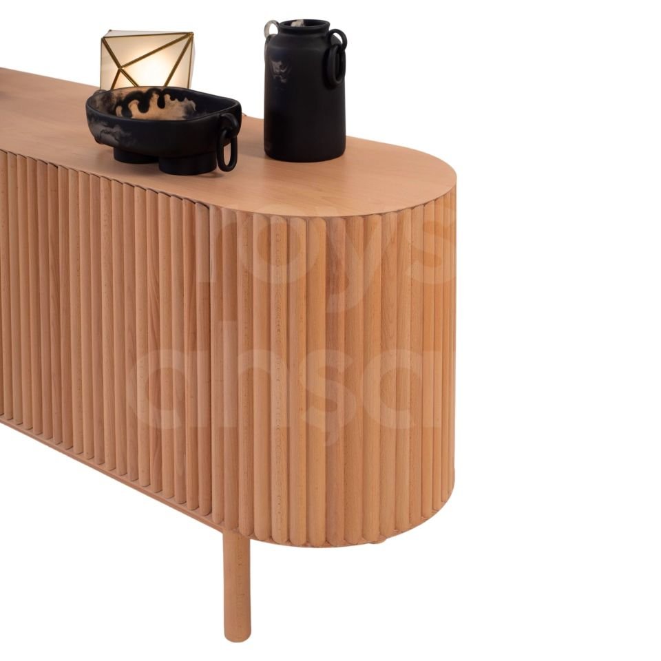Roys Ahşap Toscana Naturel 200 Cm 4 Kapaklı Çıtalı Masif Konsol