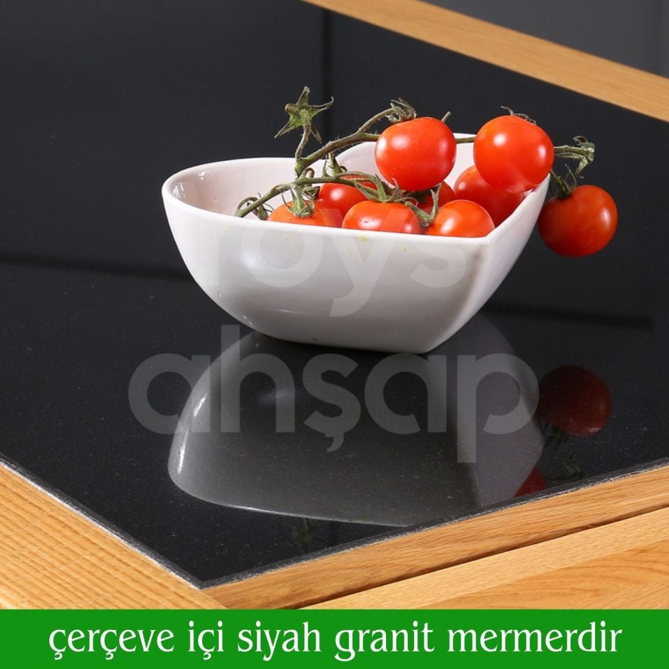 Roys Ahşap Naturel Meşe 140 Cm Çekmeceli Kapaklı Dolaplı Masif Mutfak Adası