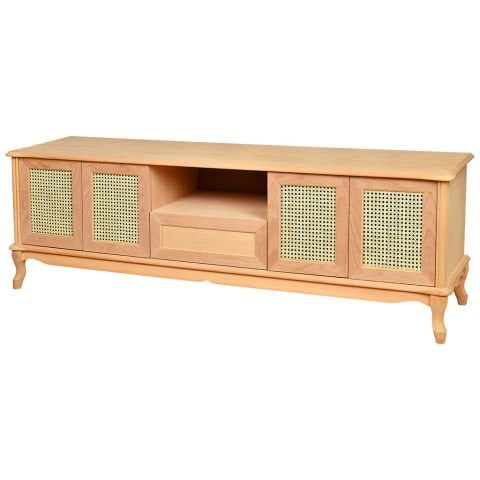 Roys Ahşap 4560 Masif Ham 180 Cm Lükens Hasırlı Tv Ünitesi