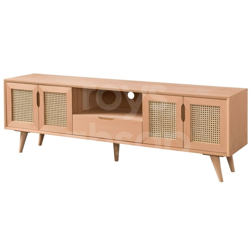Roys Ahşap 4564 Masif Ham 180 Cm Retro Hasırlı Tv Ünitesi