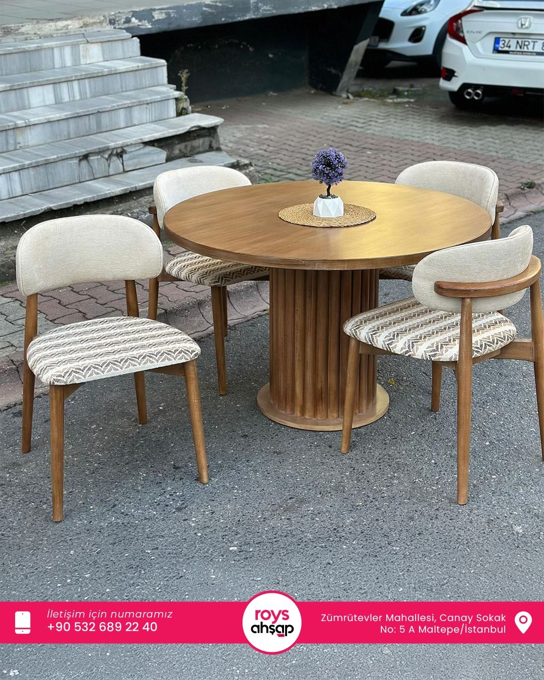 Roys Ahşap 79 Masif  100Cm PTT Oval Yemek Masası