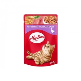 MY LOVE SOS İÇİNDE HİNDİ ETLİ POUCH KEDİ MAMASI 100 GR