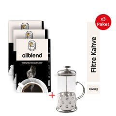 AllBlend Filtre Kahve 250 gr. x 3 Adet (frenchpress hediyeli)
